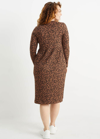 Коричневое кэжуал платье для беременных на запах C&A леопардовый