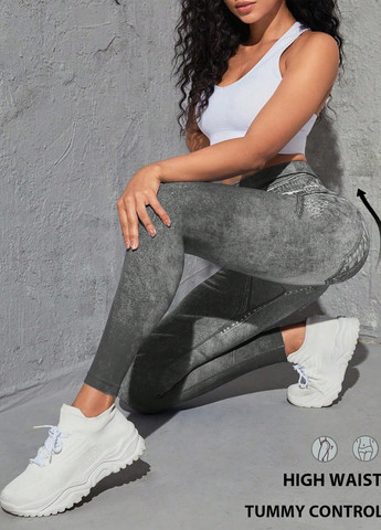 Серые демисезонные леггинсы SHEIN