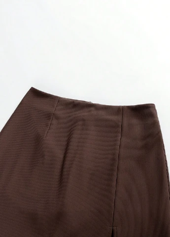 Коричневая кэжуал однотонная юбка SHEIN
