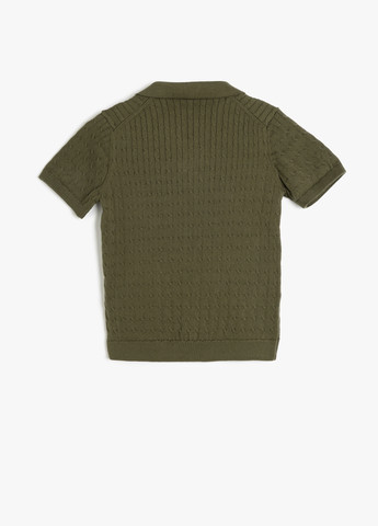 Оливковая (хаки) детская футболка-поло для мальчика KOTON однотонная