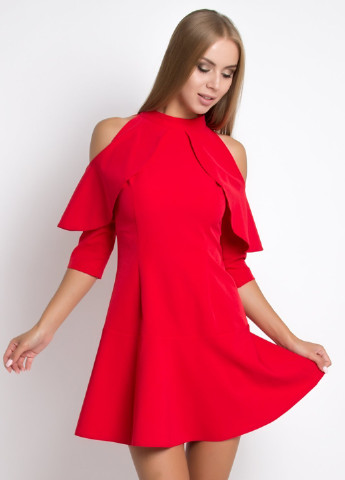 Красное коктейльное платье а-силуэт Tales однотонное