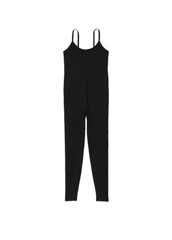 Комбинезон Victoria's Secret комбинезон-брюки однотонный чёрный спортивный полиамид