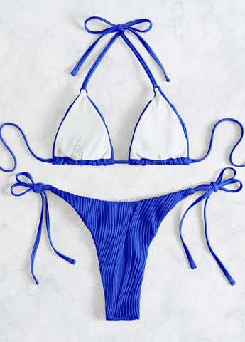 Синий летний купальник (лиф, трусики) бикини, раздельный SHEIN