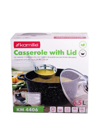 Каструля з кришкою KM-4406 6.5 л 28 см Kamille (253628565)