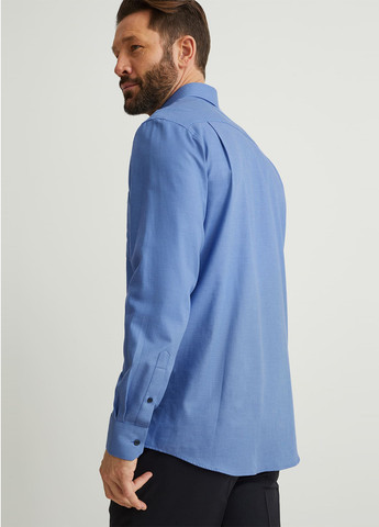 Темно-голубой классическая, кэжуал рубашка однотонная C&A