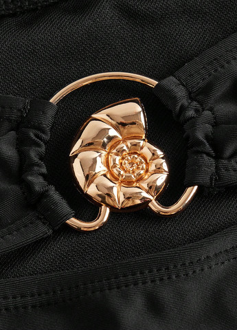 Чорний літній комплект (купальник, спідниця) монокіні, суцільний SHEIN