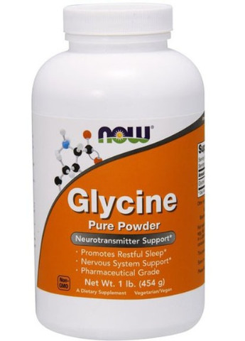 GLYCINE PURE POWDER 1 LB 454 g /151 servings/ Now Foods (256380168)