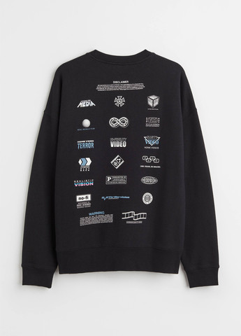 Чорний світшот H&M напис без декору (366095936)