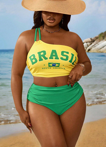 Комбінований літній купальник (ліф, трусики) топ, роздільний SHEIN