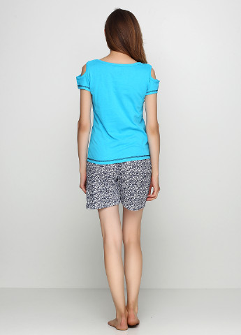 Голубая всесезон пижама (футболка, шорты) Adalya