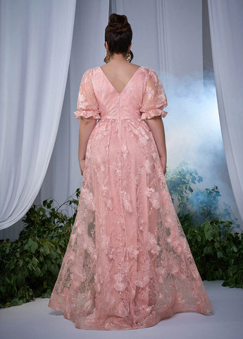 Бледно-розовое праздничный, вечернее платье SHEIN однотонное