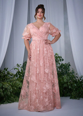 Бледно-розовое праздничный, вечернее платье SHEIN однотонное