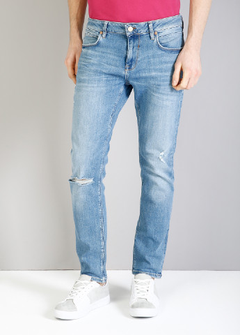 Голубые демисезонные зауженные джинсы Colin's