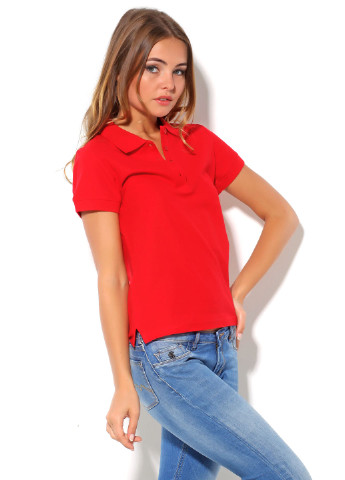 Красная женская футболка-поло Sol's однотонная