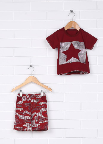 Бордовий літній комплект (футболка, шорти) Baby Art