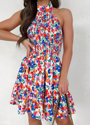 Комбінована кежуал сукня з відкритою спиною SHEIN з квітковим принтом