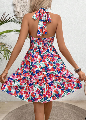 Комбінована кежуал сукня з відкритою спиною SHEIN з квітковим принтом