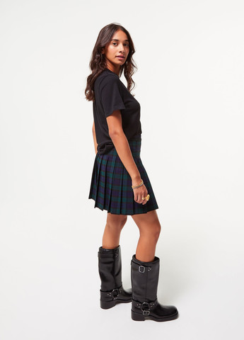 Темно-зеленая кэжуал в клетку юбка Jennyfer плиссе