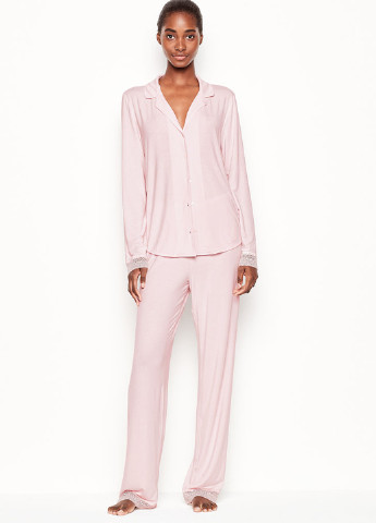 Розовая всесезон пижама (рубашка, брюки) рубашка + брюки Victoria's Secret