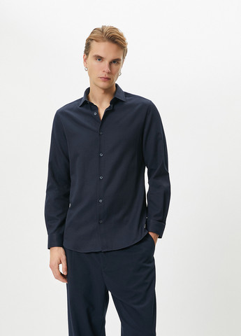 Темно-синяя кэжуал, классическая рубашка однотонная KOTON