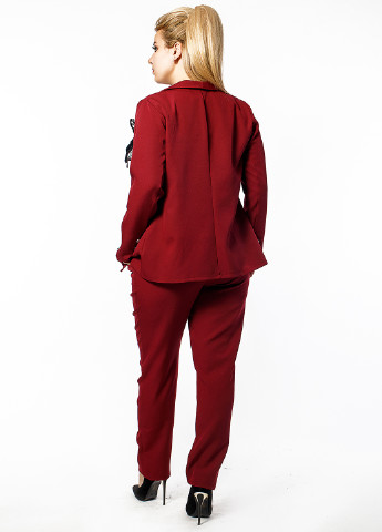 Костюм (блуза, жакет, брюки) Primyana трійка однотонний бордовий кежуал