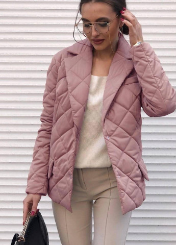 Рожева жіноча стьобана куртка з поясом фрез s-м м-l (42-44 44-46) осіння весняна демісезонна No Brand