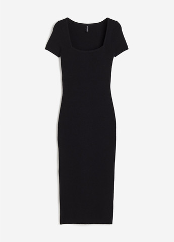 Черное кэжуал платье силуэтная H&M однотонное