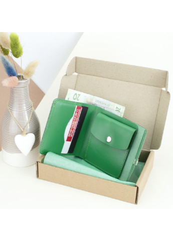 Подарунковий набір жіночий №48 (зелений) гаманець і ключниця HandyCover (253403905)