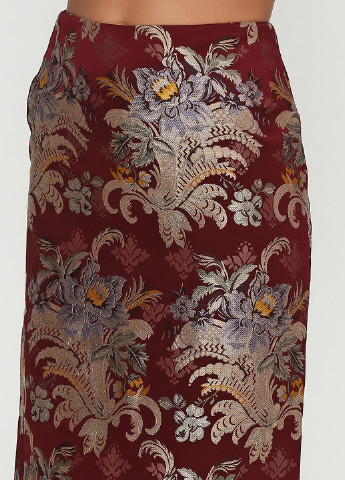 Бордовая кэжуал цветочной расцветки юбка Ralph Lauren миди