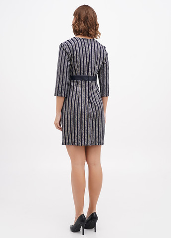 Темно-синее кэжуал платье футляр Sassofono с абстрактным узором