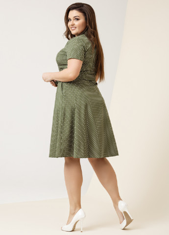 Оливково-зеленое кэжуал платье клеш Charm Collection в горошек