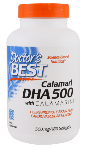 DHA (докозагексаеновая кислота) Глубоководный 500мг, Calamarine,, 60 желатиновых капсул Doctor's Best (225714526)