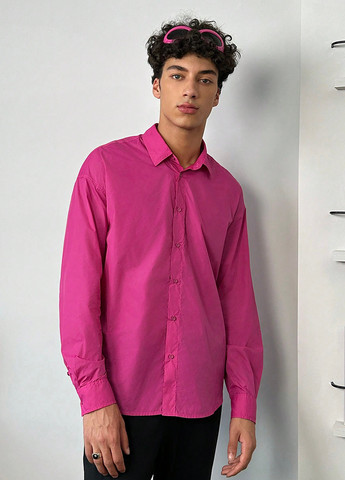 Малиновая кэжуал рубашка однотонная SHEIN