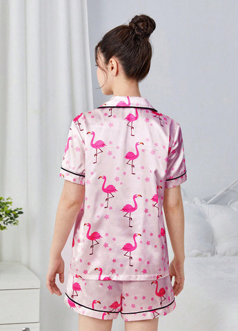 Світло-рожева всесезон піжама (сорочка, штани) сорочка + брюки SHEIN