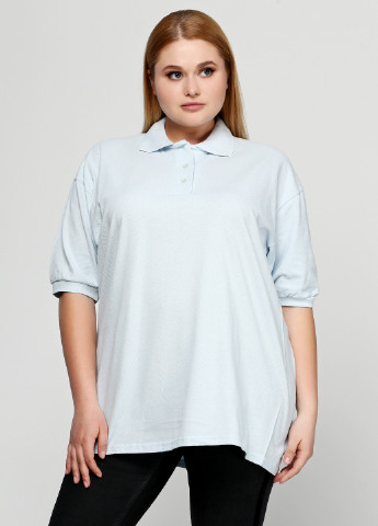 Светло-голубой женская футболка-поло Cotton DeLuxe