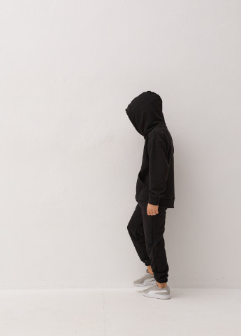 Черный демисезонный детский спортивный повседневный костюм Kindamor Original 2025