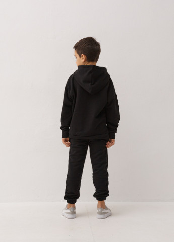 Черный демисезонный детский спортивный повседневный костюм Kindamor Original 2025