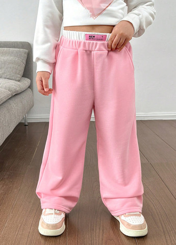 Розовые спортивные, кэжуал демисезонные брюки SHEIN