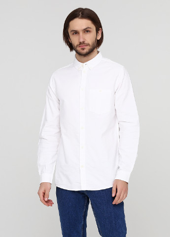 Белая кэжуал рубашка однотонная Weekday