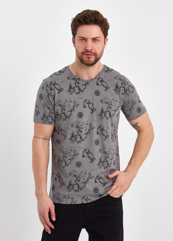 Серая футболка-футболка для мужчин Trend Collection с рисунком