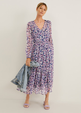 Фиолетовое кэжуал платье C&A с абстрактным узором