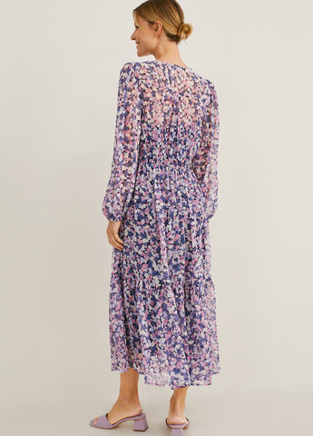 Фиолетовое кэжуал платье C&A с абстрактным узором