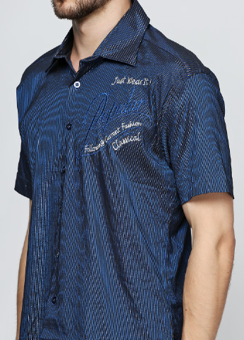 Темно-синяя кэжуал рубашка в полоску Zoor с коротким рукавом