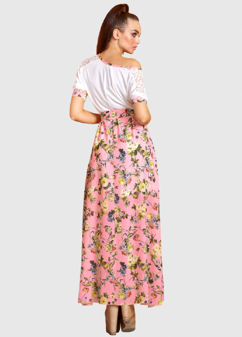 Розовое кэжуал платье клеш ST-Seventeen с цветочным принтом