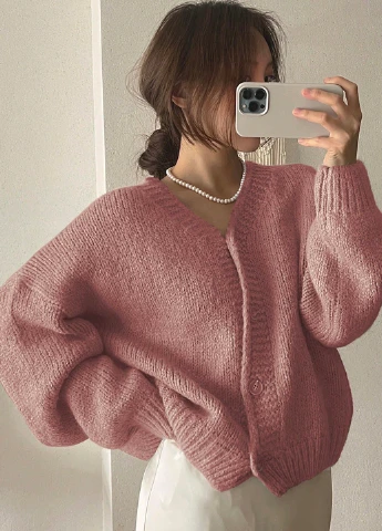 Пудровый демисезонный кардиган SHEIN