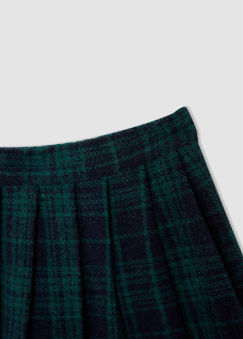 Темно-зеленая кэжуал в клетку юбка DeFacto клешированная