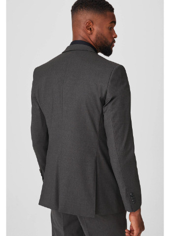 Пиджак C&A однотонный тёмно-серый деловой полиэстер