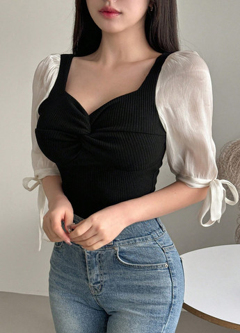 Чорна блуза SHEIN