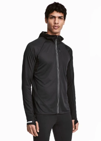 Черная демисезонная спортивная куртка H&M