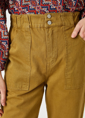 Горчичные кэжуал демисезонные укороченные, прямые брюки KOTON